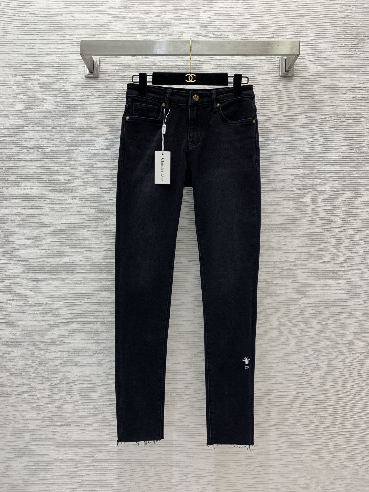 Dior Clothing Jeans Black Blue Grey Embroidery Cotton Spring/Summer Collection