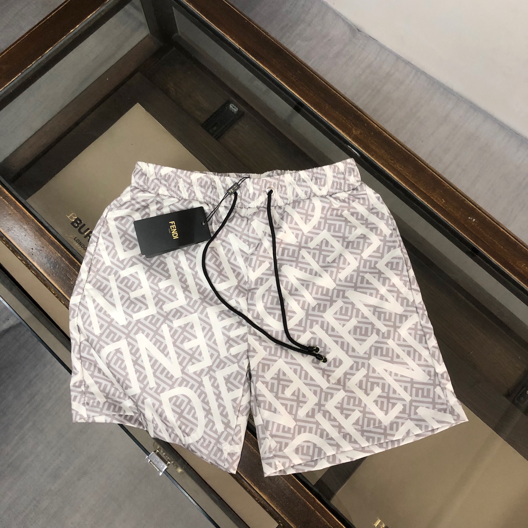 Fendi Clothing Shorts Black Grey Khaki Pink Gauze Beach