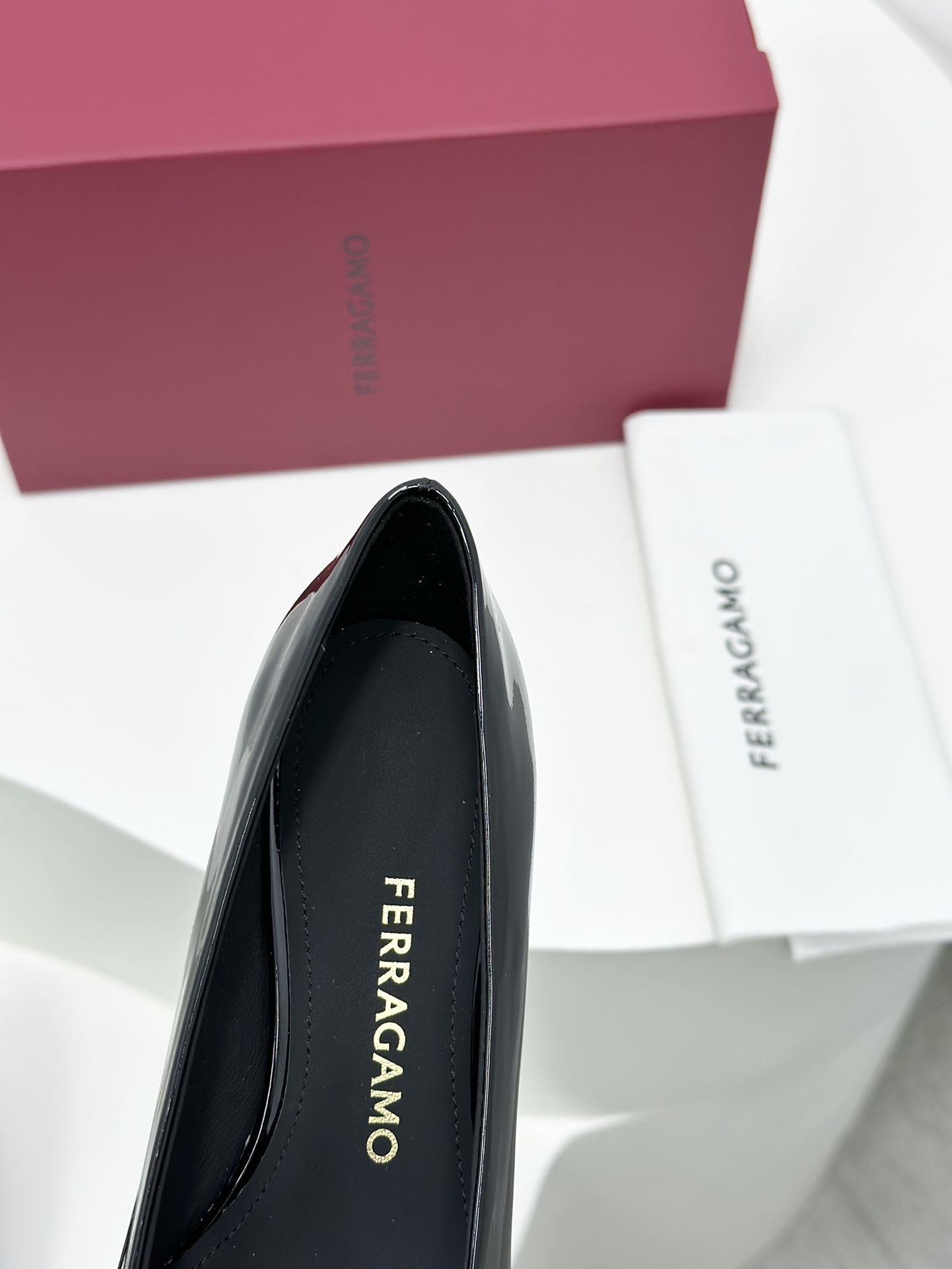 Salvatore Ferragamo Vara Black Patent Leather Bow Square Toe Ballet Flats 10 i1705844200 2124 0