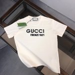 Gucci Clothing T-Shirt Apricot Color Black Embroidery Unisex Cotton Spring/Summer Collection Short Sleeve