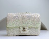 Chanel Classic Flap Bag Perfect 
 Crossbody & Shoulder Bags Green White All Steel Sheepskin Mini