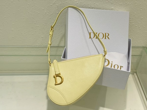 Dior Clutches & Pouch Bags Saddle Bags Gold Yellow Vintage Sheepskin Spring Collection