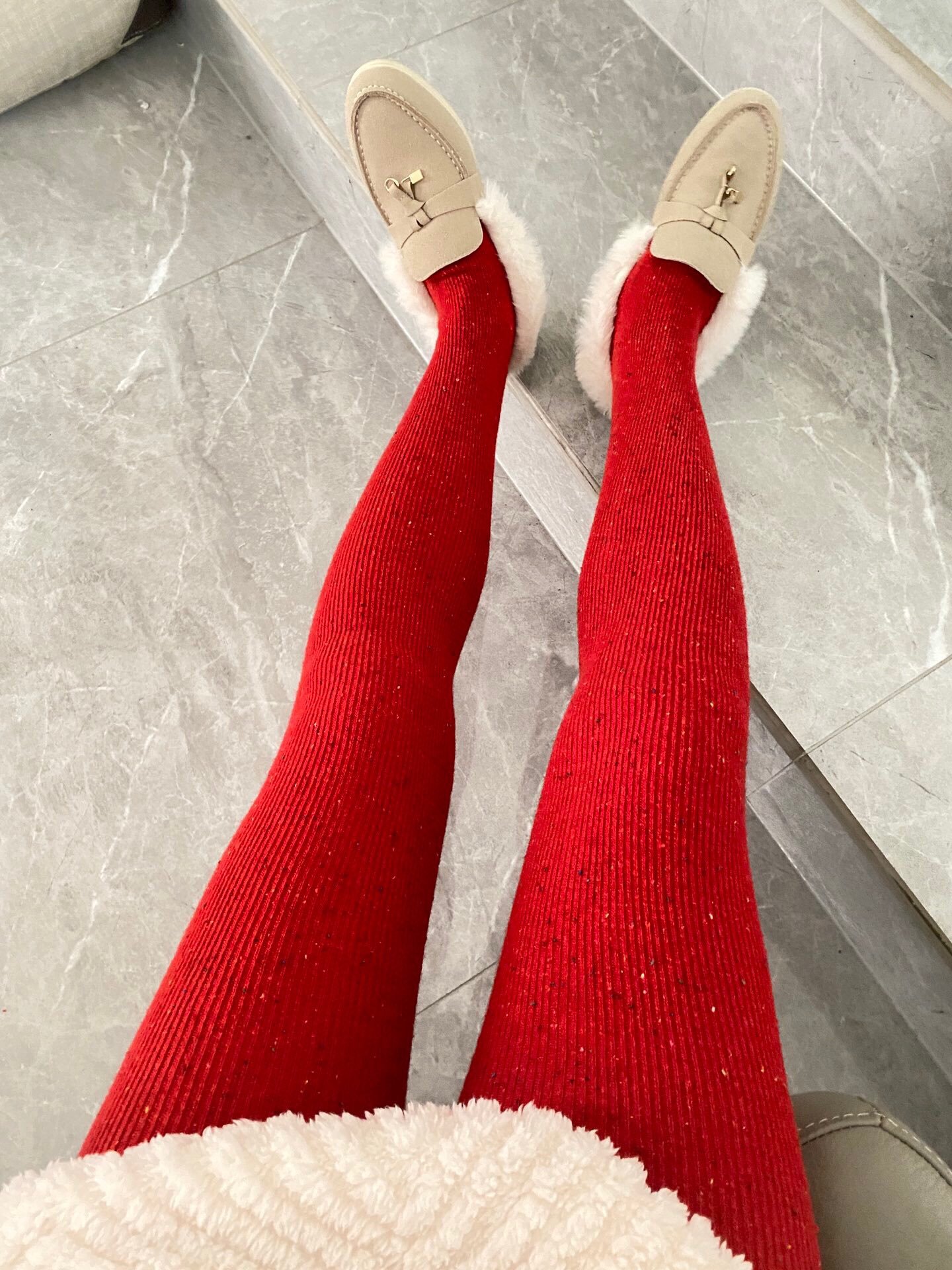 大红色连裤袜～