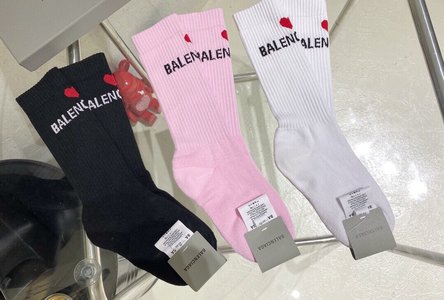 Balenciaga Sock- Mid Tube Socks Black Pink Red White Cotton