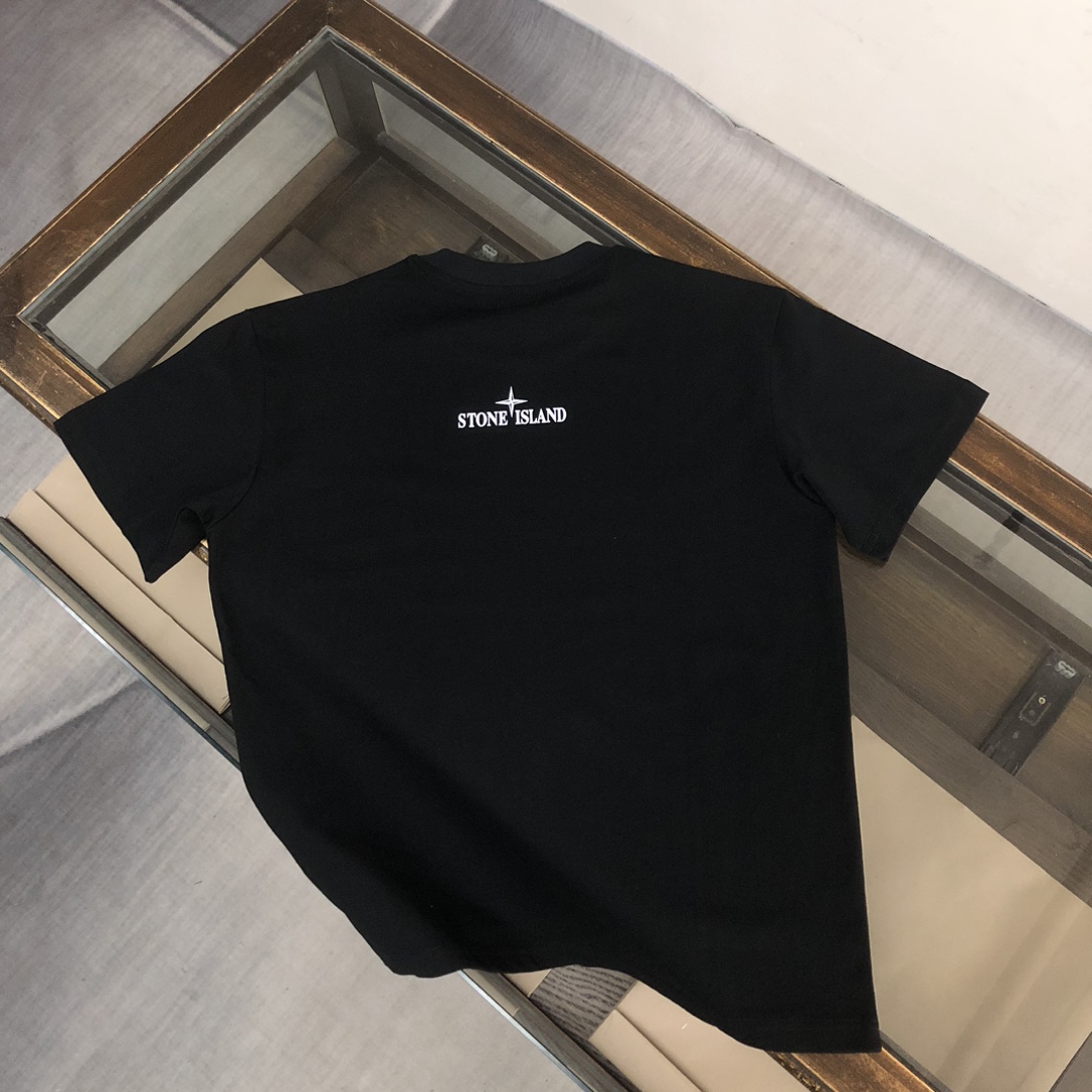 “Stone Island Custom Cotton T-shirts in Black/White, Sizes S-XL, Unique Design” - 图片 8