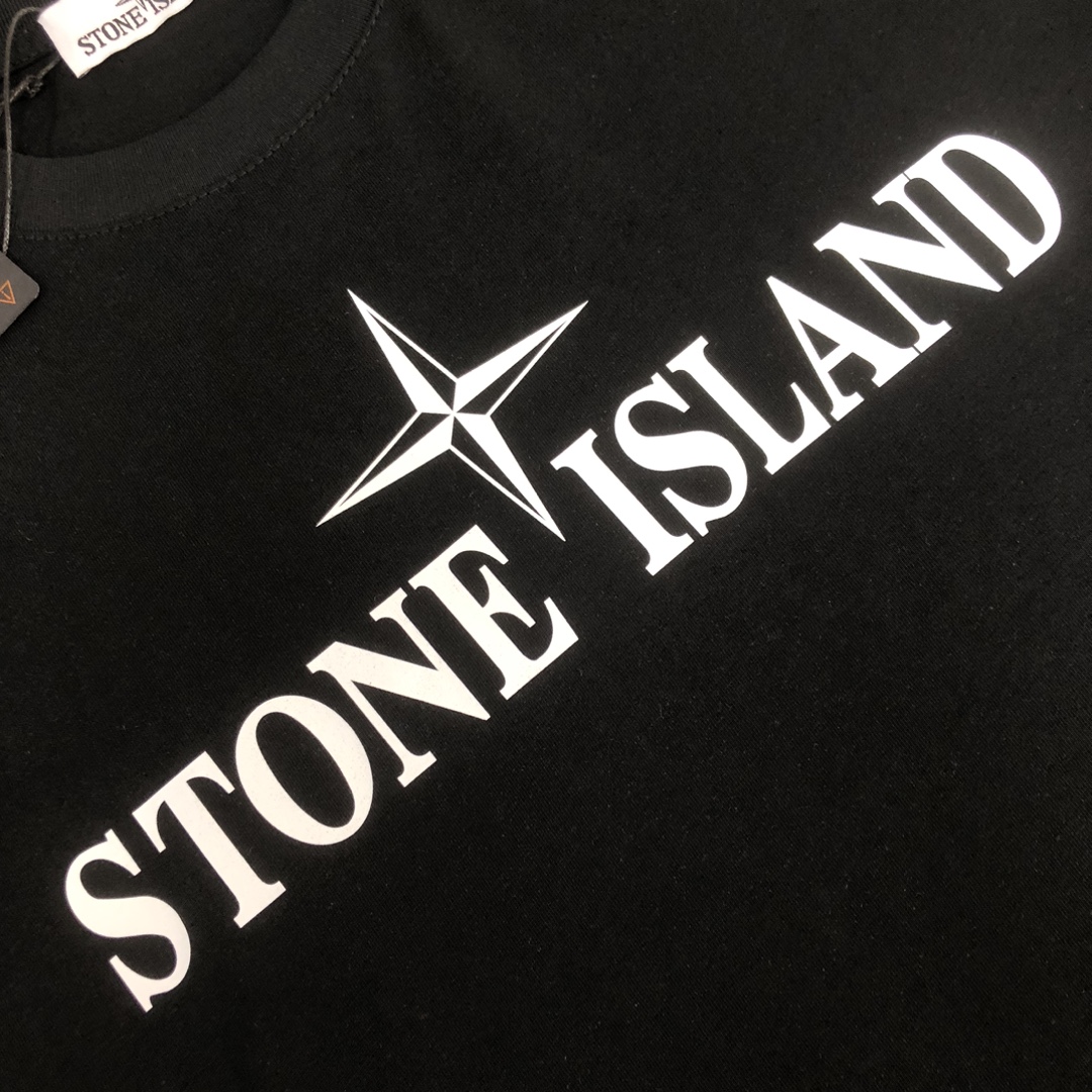 “Stone Island Custom Cotton T-shirts in Black/White, Sizes S-XL, Unique Design” - 图片 5
