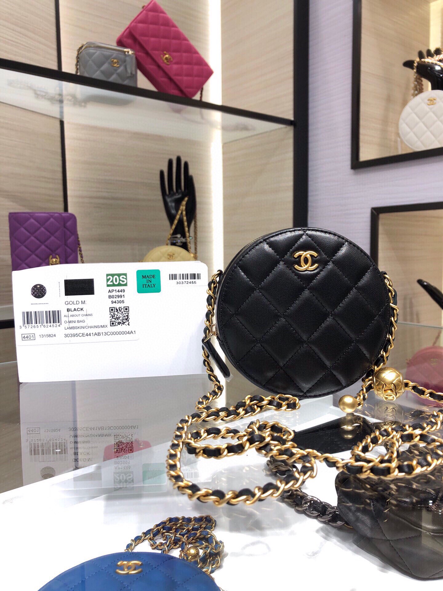 Ohanel新品圆饼链条包搭配风靡全球小金珠元素可调节链条尺寸12x12x4.5cmAS1449Y