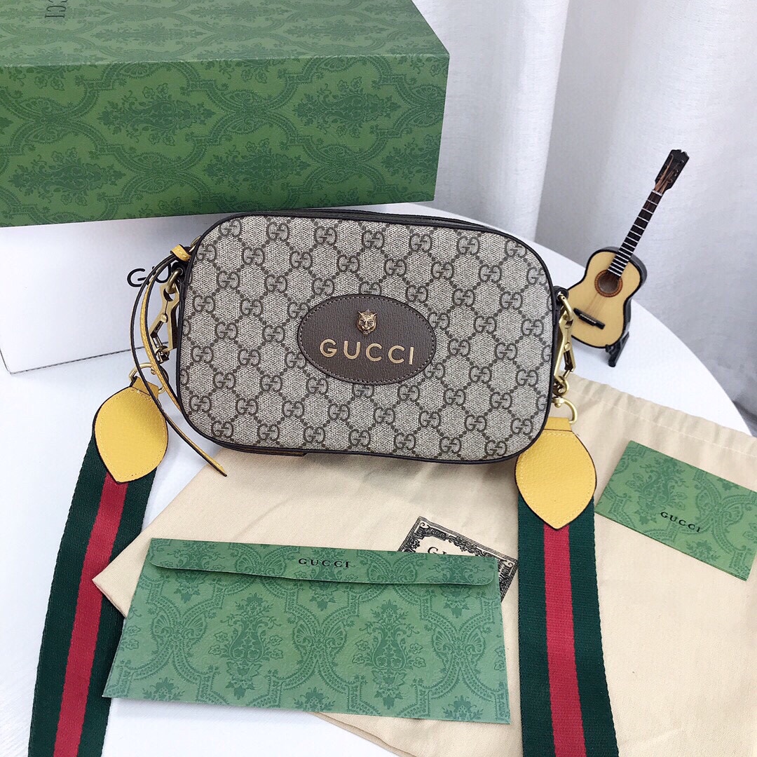 Shop the Best High Quality
 Gucci Camera Bags Green Orange Red Cowhide Vintage