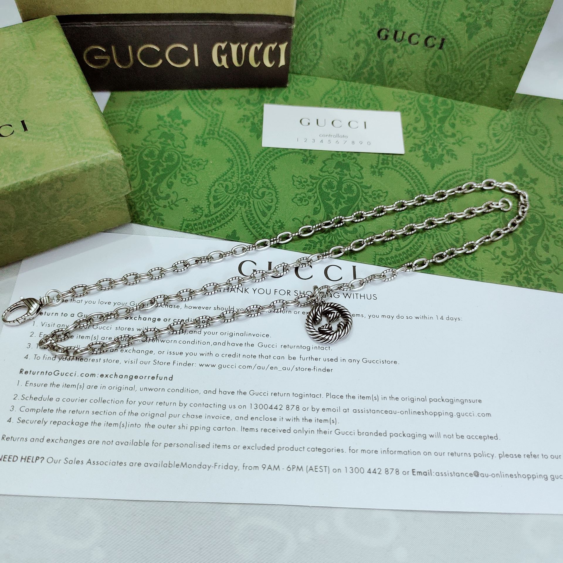 GUcci 织纹降落项链 美しい双G小吊坠