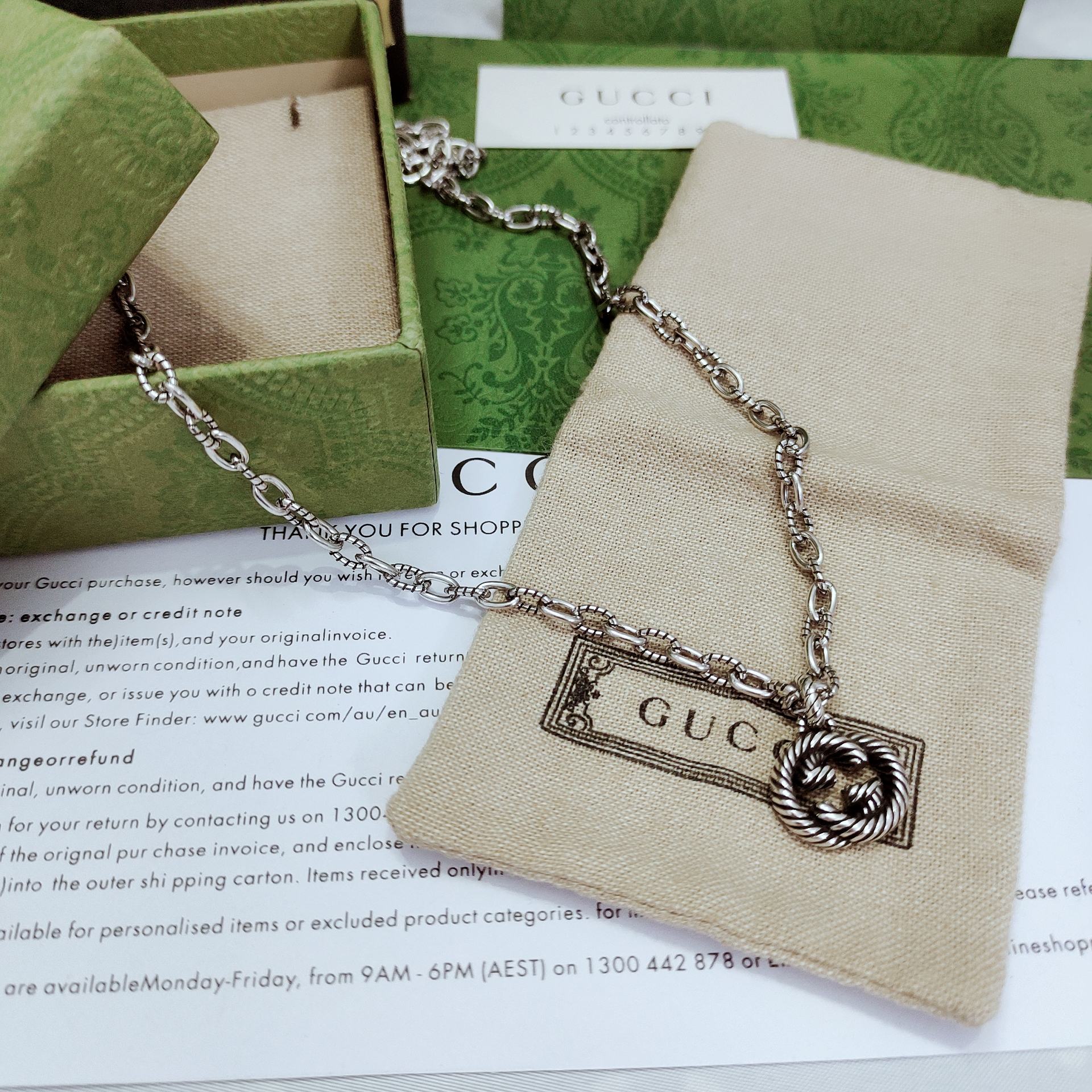 GUcci 织纹降落项链 美しい双G小吊坠