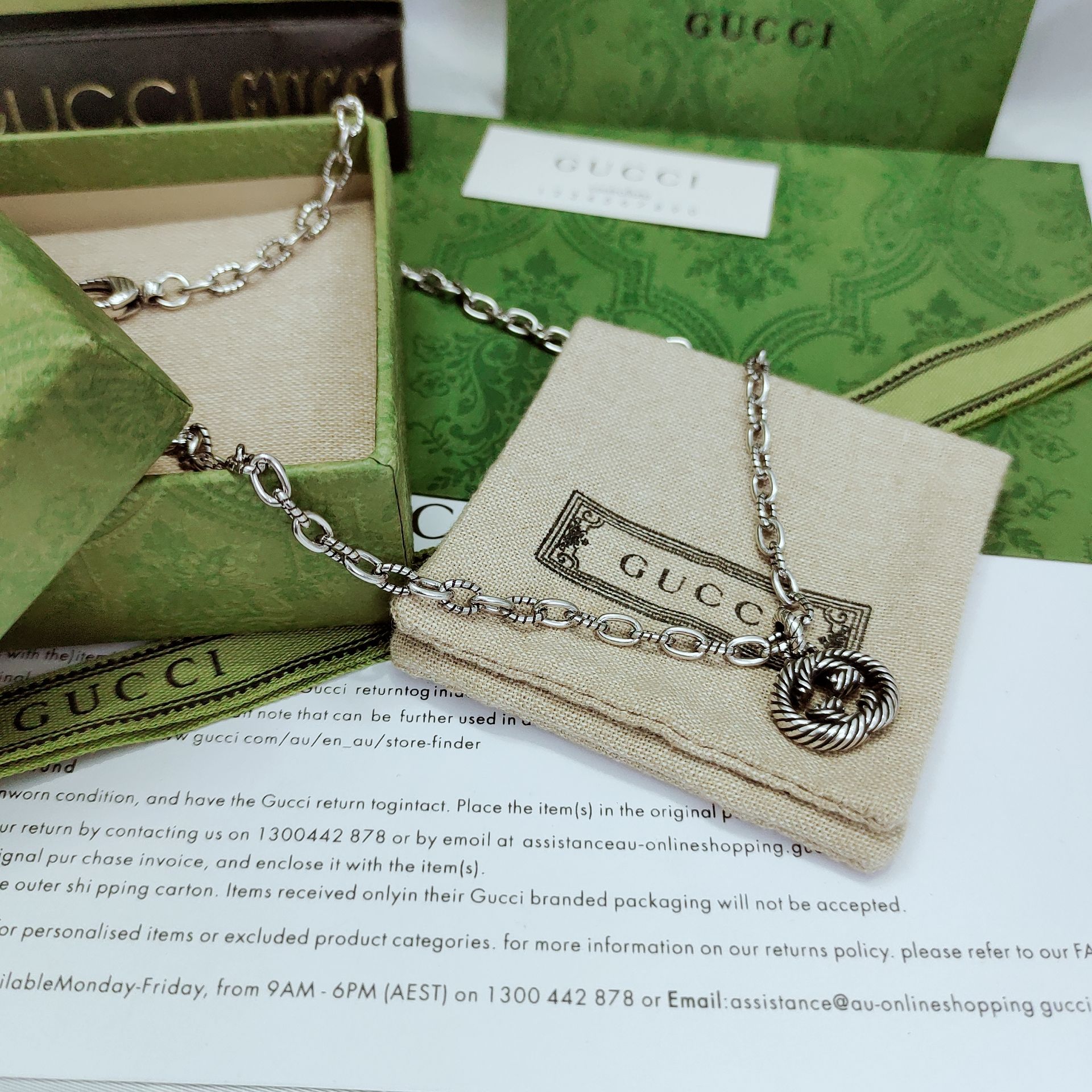 GUcci 织纹降落项链 美しい双G小吊坠