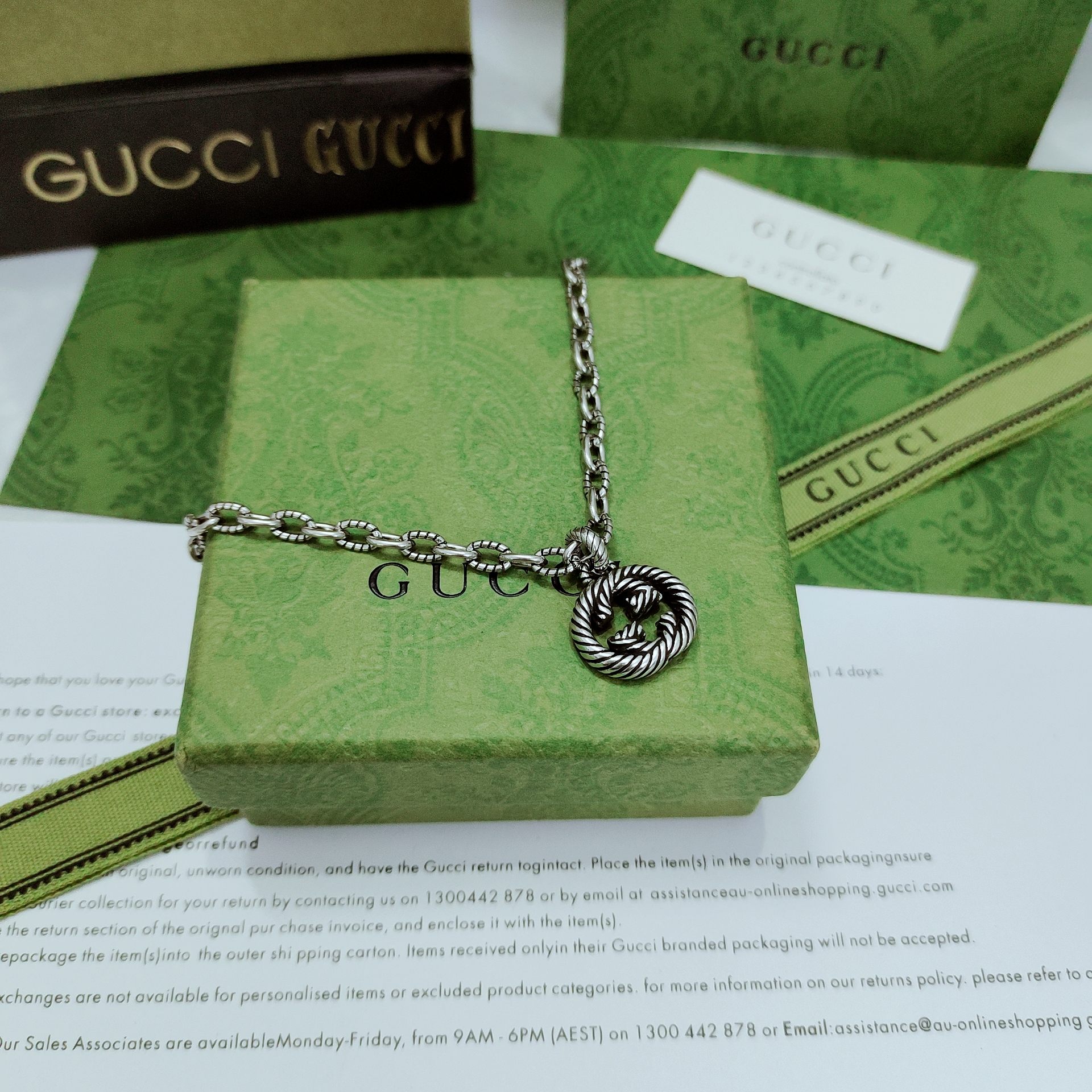 GUcci 织纹降落项链 美しい双G小吊坠