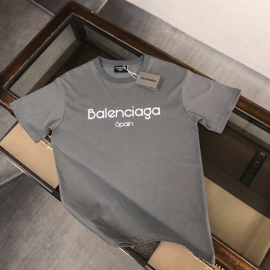 Balenciaga Kopen
 Kleding T-Shirt Zwart Grijs Afdrukken Unisex Lente/Zomercollectie Fashion Korte mouw