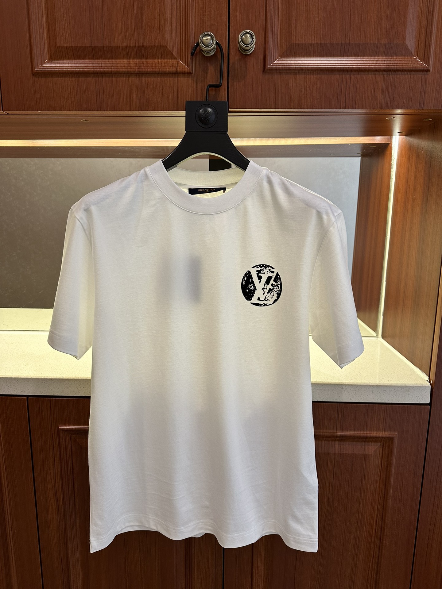 Louis Vuitton Clothing T-Shirt Black White Printing Cotton Spring/Summer Collection Fashion Short Sleeve