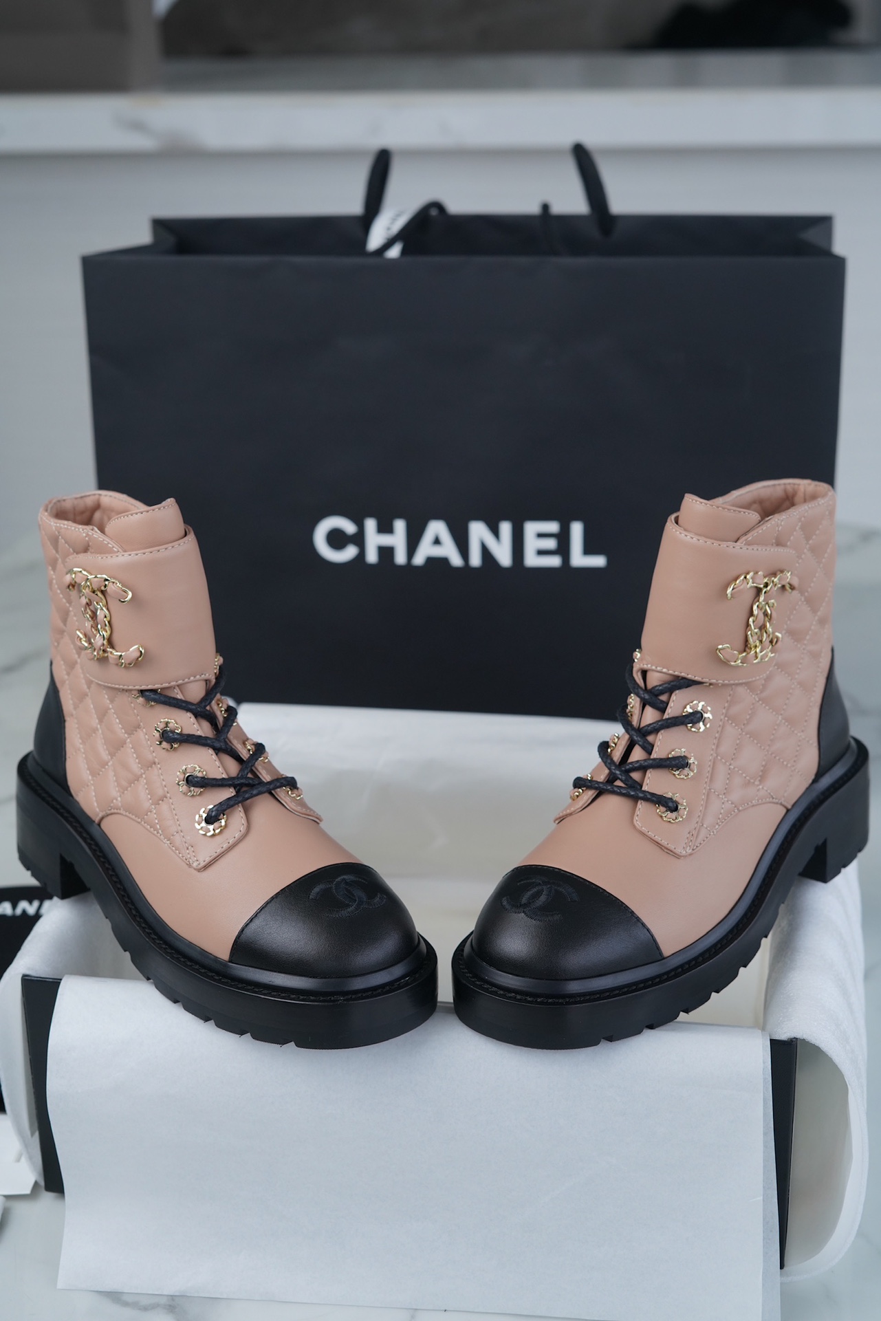 Chanel Martin Boots Online Sales
 Apricot Color Sheepskin