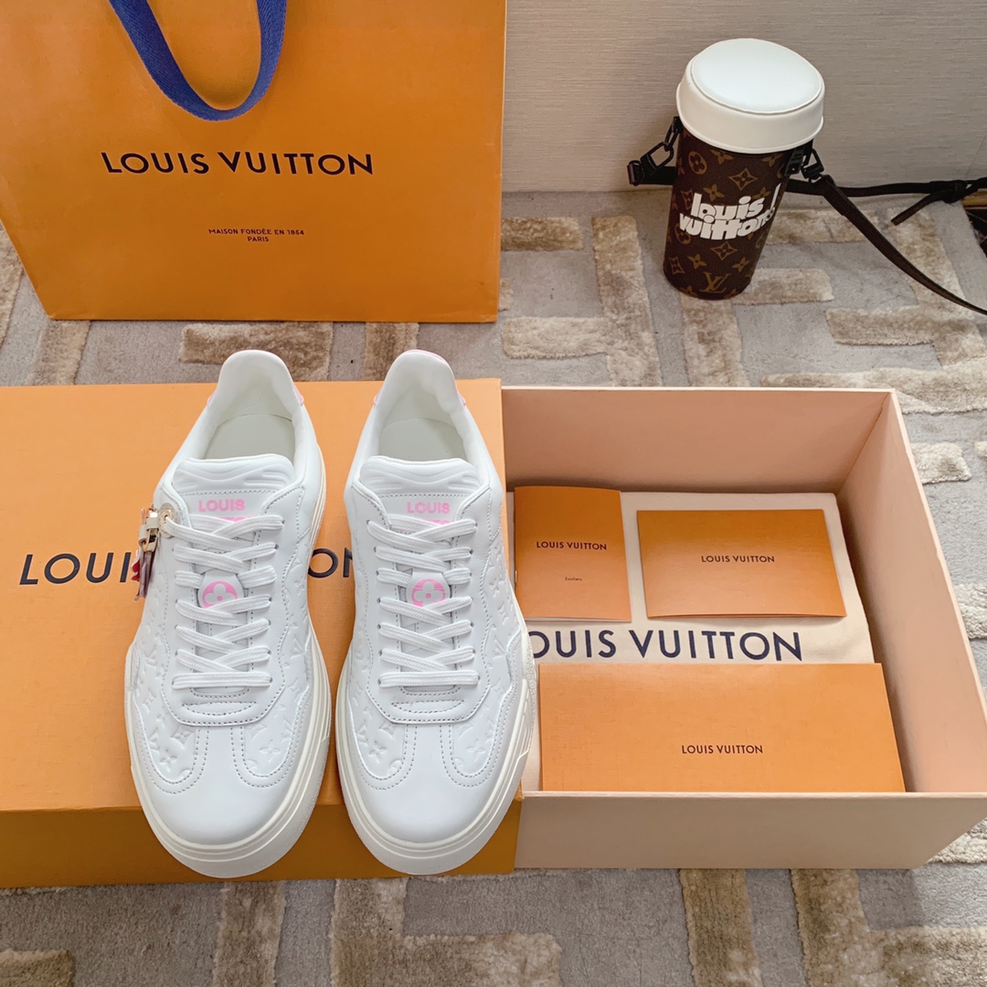 Louis Vuitton Skateboard Shoes White Cowhide TPU Spring Collection