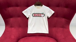 Gucci Clothing T-Shirt Beige White Printing Spring Collection Short Sleeve