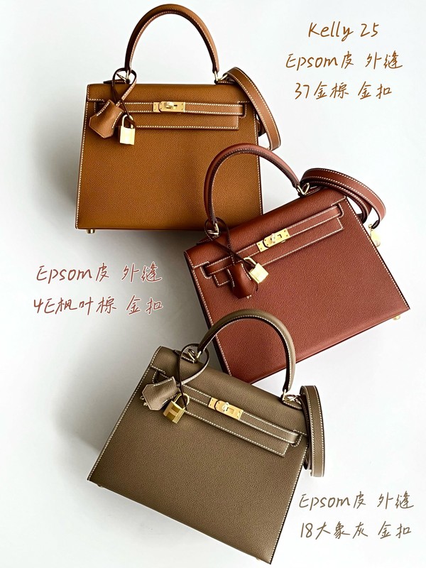 Hermes Kelly Handbags Crossbody & Shoulder Bags Silver Hardware Epsom KL250420
