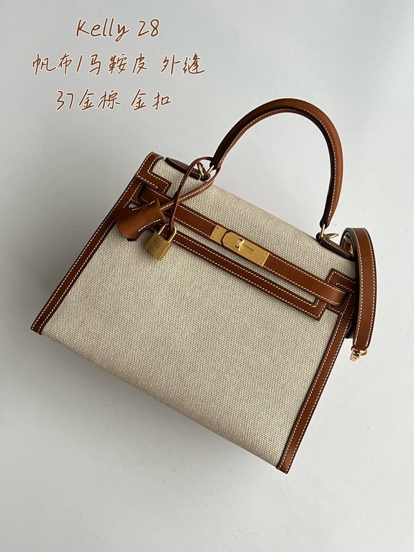 Hermes Kelly Handbags Crossbody & Shoulder Bags Gold Hardware Canvas KL280360