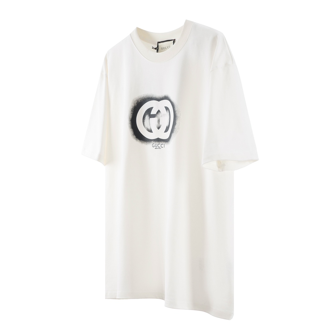 Gucci/古驰 24ss doble G entrelazado degradado difuminado camiseta de manga corta «G08» Tejido personalizado de 32 hilos d…