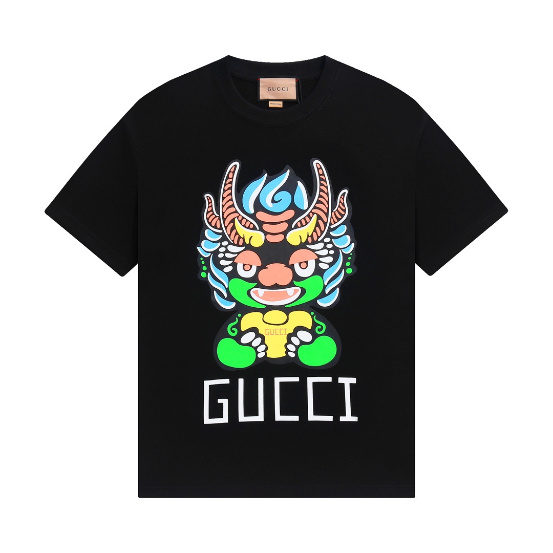 Gucci Odzież T-Shirt Kolor moreli Czarny Bawełna Dzianiny Wiosenna kolekcja Krótki rękaw
