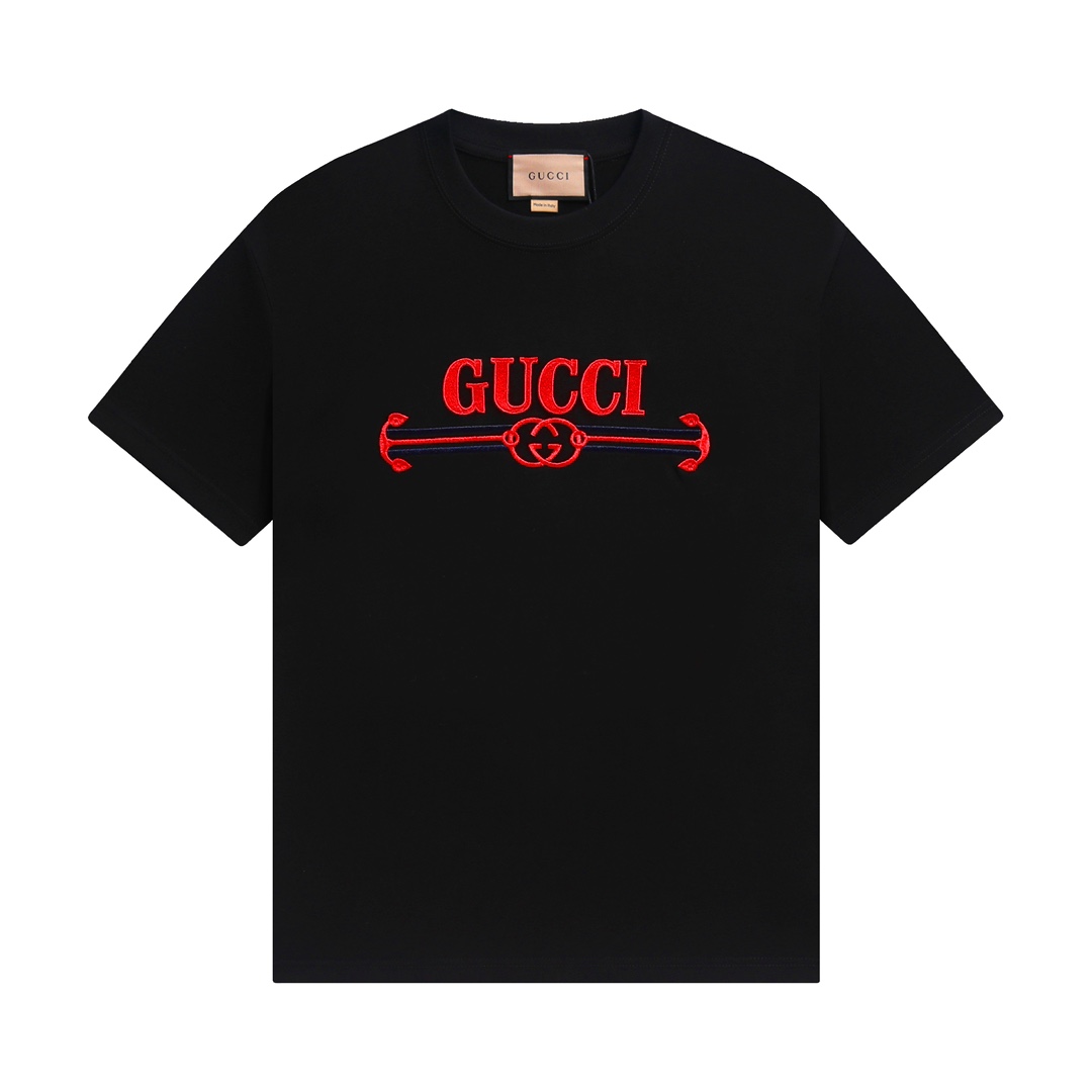 Gucci Odzież T-Shirt Kolor moreli Czarny Bawełna Dzianiny Wiosenna kolekcja Krótki rękaw