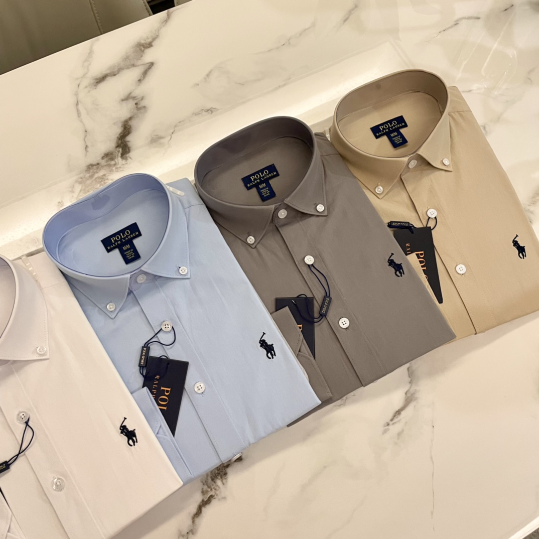 for sale online
 Ralph Lauren Clothing Shirts & Blouses Blue Grey Khaki Sky White Cotton Long Sleeve