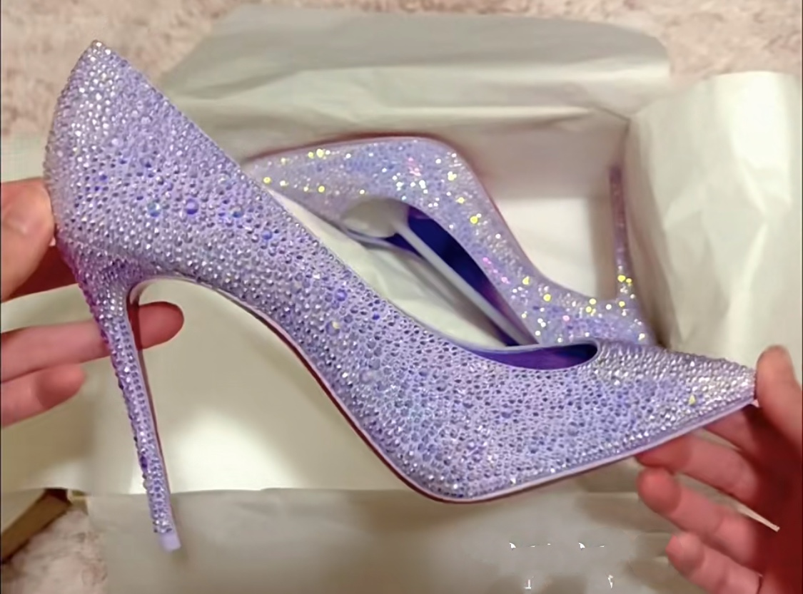 NO:100038,High-end custom-made classic diamond series!  H10Cm size.34-42.9033-Purple bottom purple imitation diamond, purple metal sheepskin, standard European code Reference:9033- Color:purple/gold Material:diamond Lining:goat leather Heel height:10Cm Sole:leather sole Size:EUR 34-42 (US 4-11):,,christian louboutin,sheepskin19860909高端订制 精典钻石款系列！ H10Cm尺码.34-42码.9033-紫底紫色仿奥钻,紫色金属羊皮里, 标准欧码 Reference:9033- Color:purple/gold Material:diamond Lining:goat leather Heel heigh:10Cm Sole:leather sole Size:EUR 34－42（US 4一11) :,,christian louboutin,sheepskin,Women's Shoes