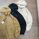 The North Face Sale
 Clothing Coats & Jackets Windbreaker Black Khaki White Embroidery Unisex Hooded Top