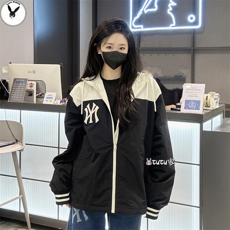 High Quality Happy Copy
 MLB Clothing Coats & Jackets Black Blue White Unisex Spring/Fall Collection Fashion Hooded Top