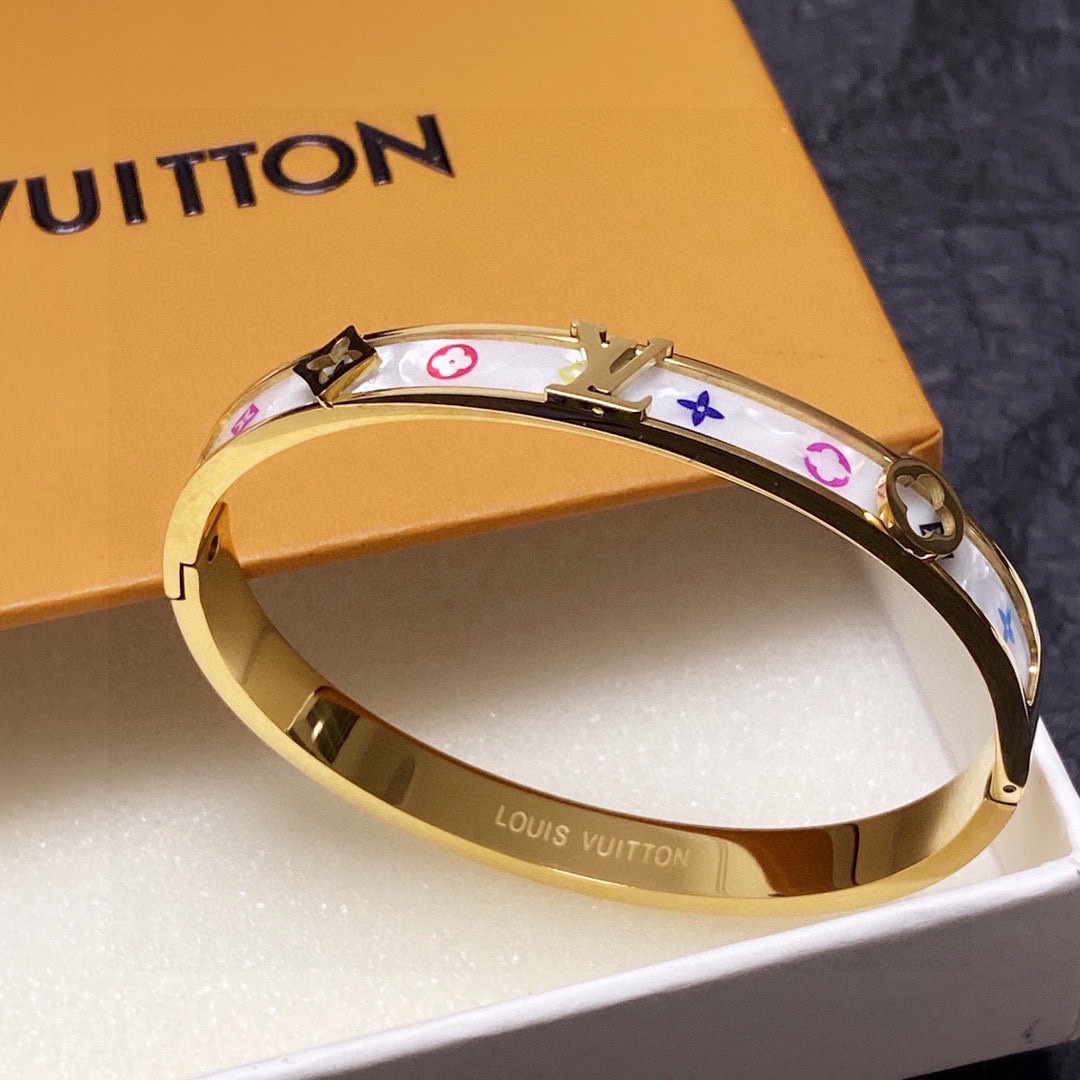 Louis Vuitton Jewelry Bracelet Gold Yellow Engraving Unisex