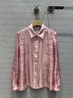 At Cheap Price
 Versace Clothing Shirts & Blouses 2023 Luxury Replicas
 Pink White Printing Silk Spring Collection Vintage