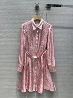 Versace Clothing Dresses Pink White Printing Silk Spring Collection Vintage
