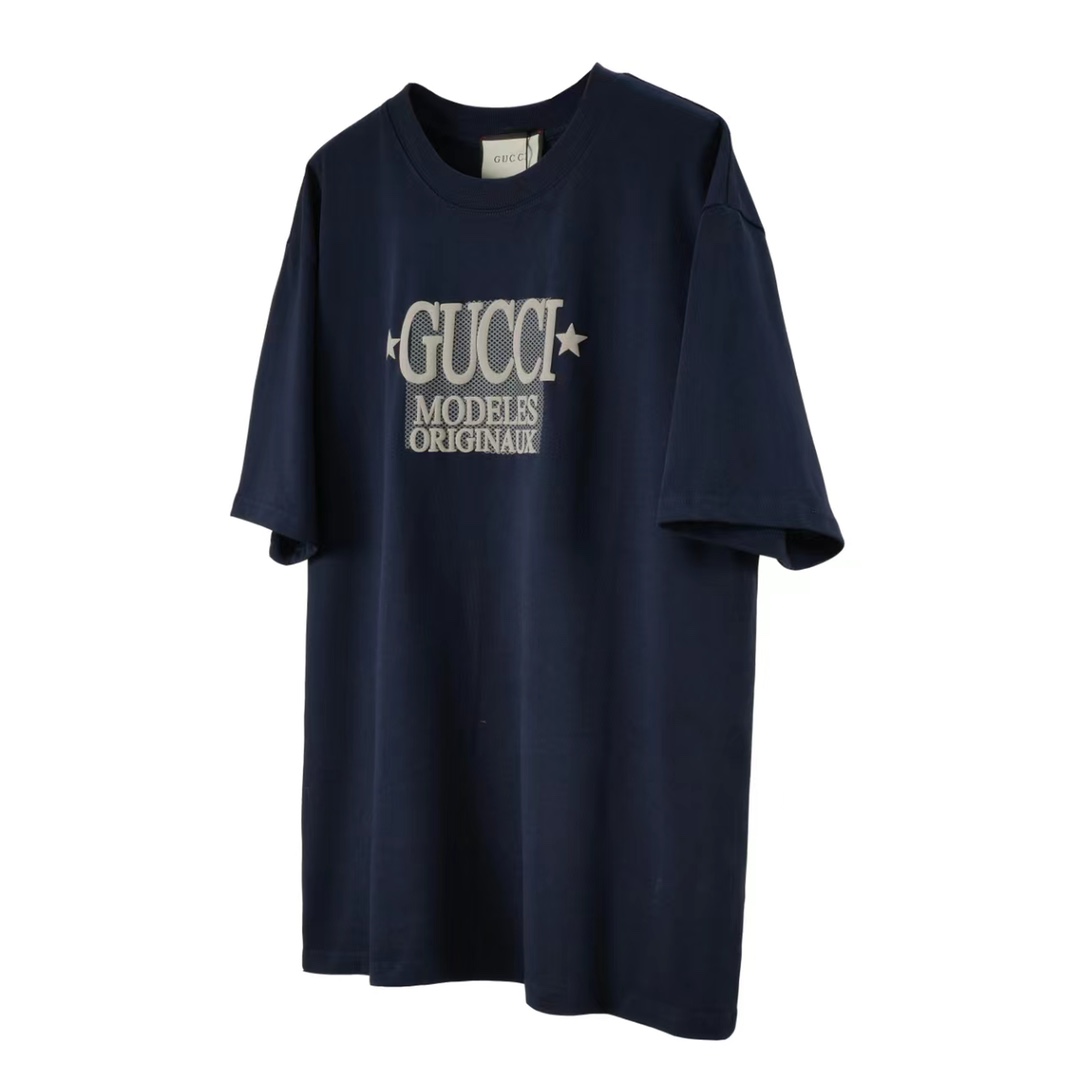 «G03» Gucci/古驰 24ss camiseta de manga corta con etiqueta de estrellas. Utiliza proceso de impresión de espuma de alta t…