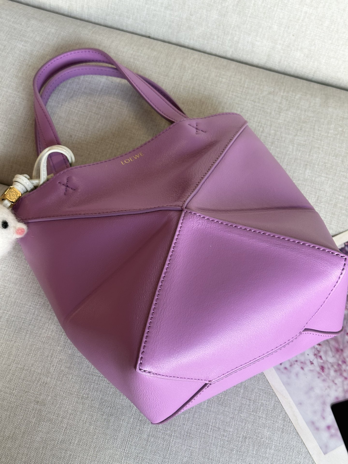 Loewe Puzzle Fold Mini Tote Bag, Leather Satchel, Shoulder Bag, Rose/Lilac 5 i1708505662 2087 3