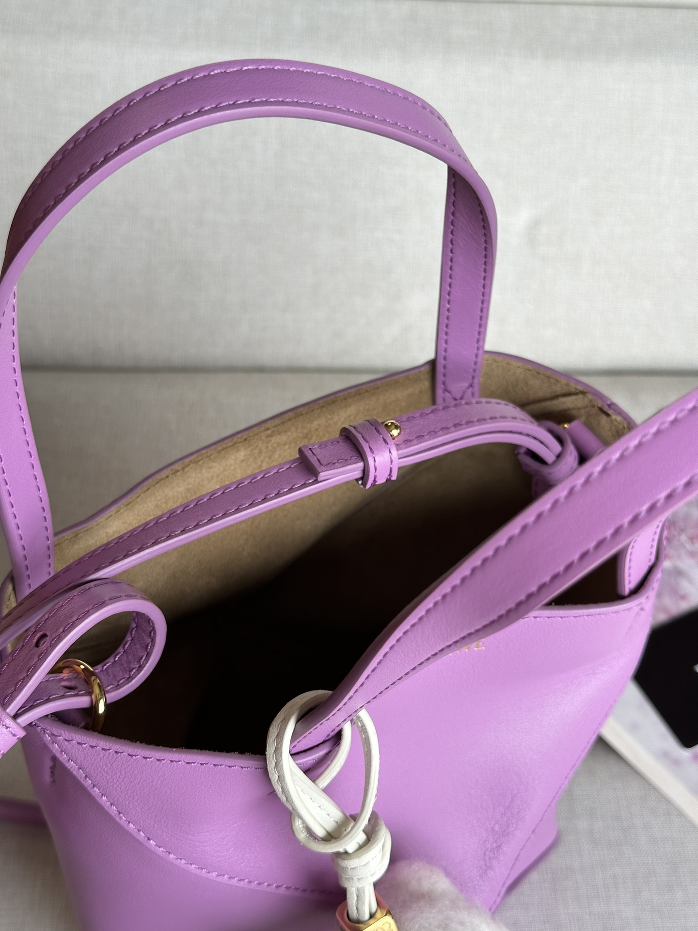 Loewe Puzzle Fold Mini Tote Bag, Leather Satchel, Shoulder Bag, Rose/Lilac 7 i1708505662 2590 6