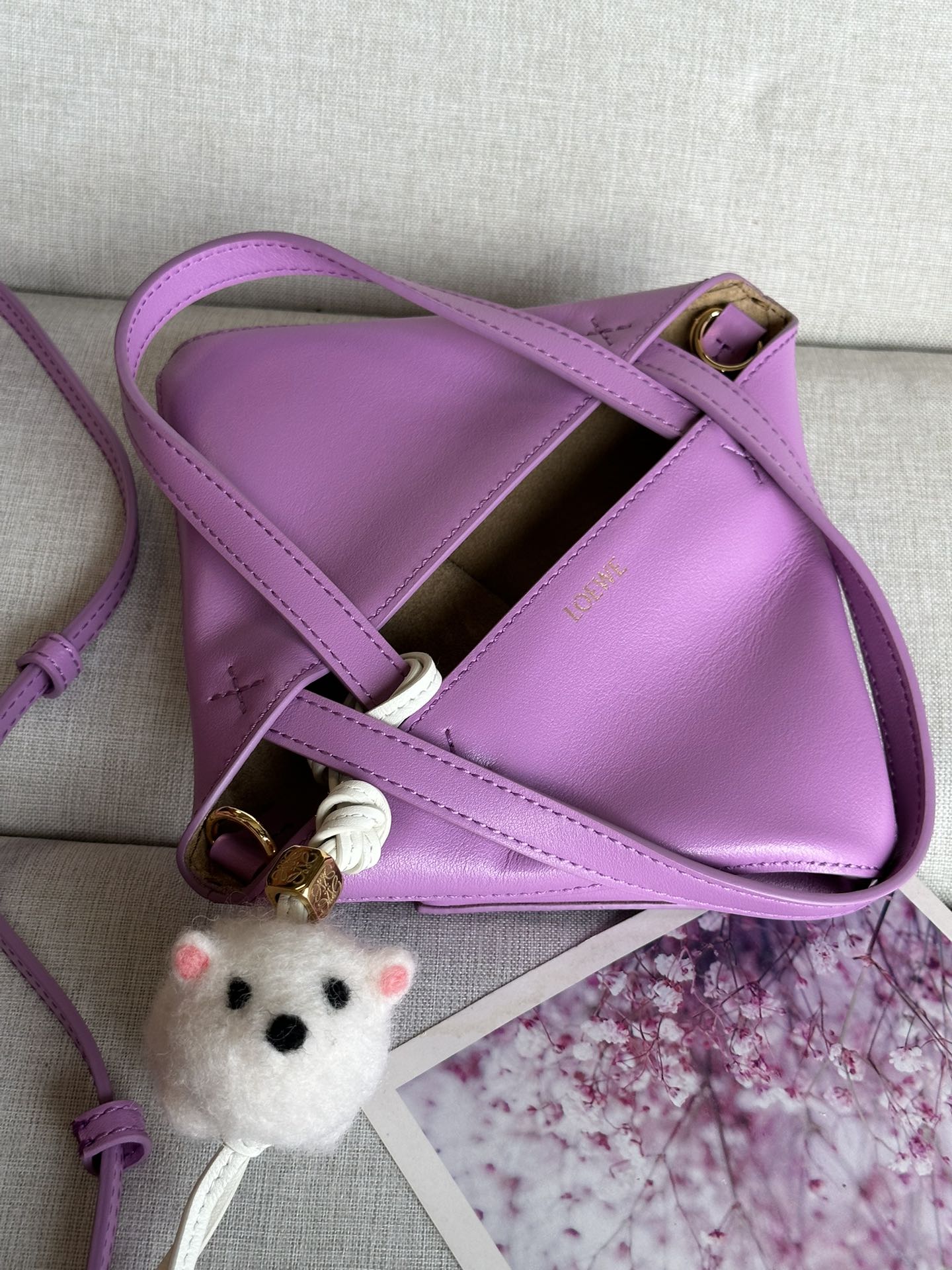 Loewe Puzzle Fold Mini Tote Bag, Leather Satchel, Shoulder Bag, Rose/Lilac 6 i1708505662 4409 5