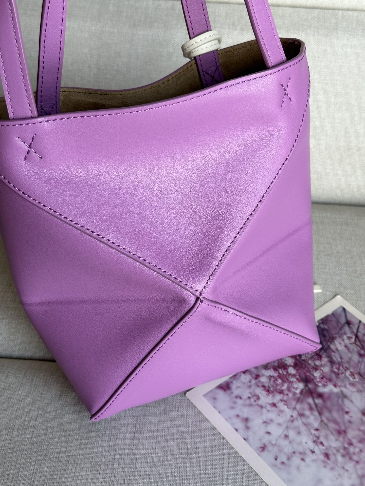 Loewe Puzzle Fold Mini Tote Bag, Leather Satchel, Shoulder Bag, Rose/Lilac 4 i1708505662 5135 2
