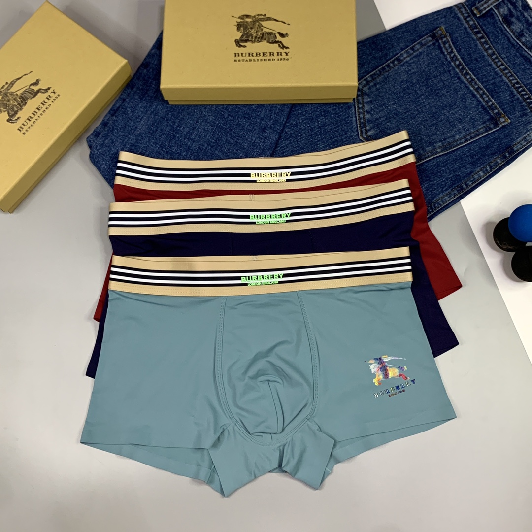 🔥🔥🔥特别推出：巴宝莉系列平角空调内裤~一盒三条 进口冰丝无痕工艺，外贸正品订单，贴身之物不能迁就，内裤