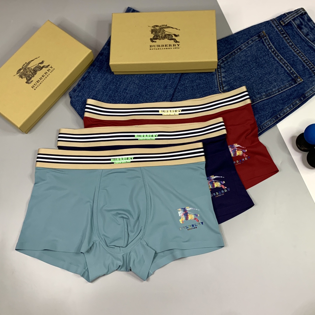 🔥🔥🔥特别推出：巴宝莉系列平角空调内裤~一盒三条 进口冰丝无痕工艺，外贸正品订单，贴身之物不能迁就，内裤