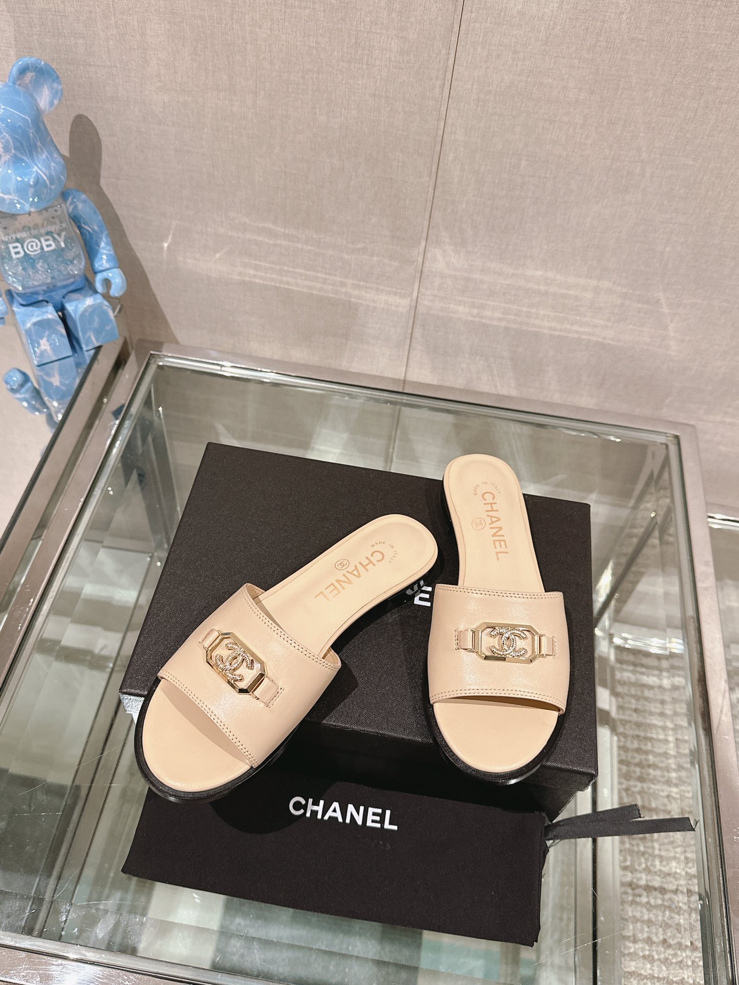 Chanel 24Ss春夏新款Chane*小香中古扣一字凉拖鞋