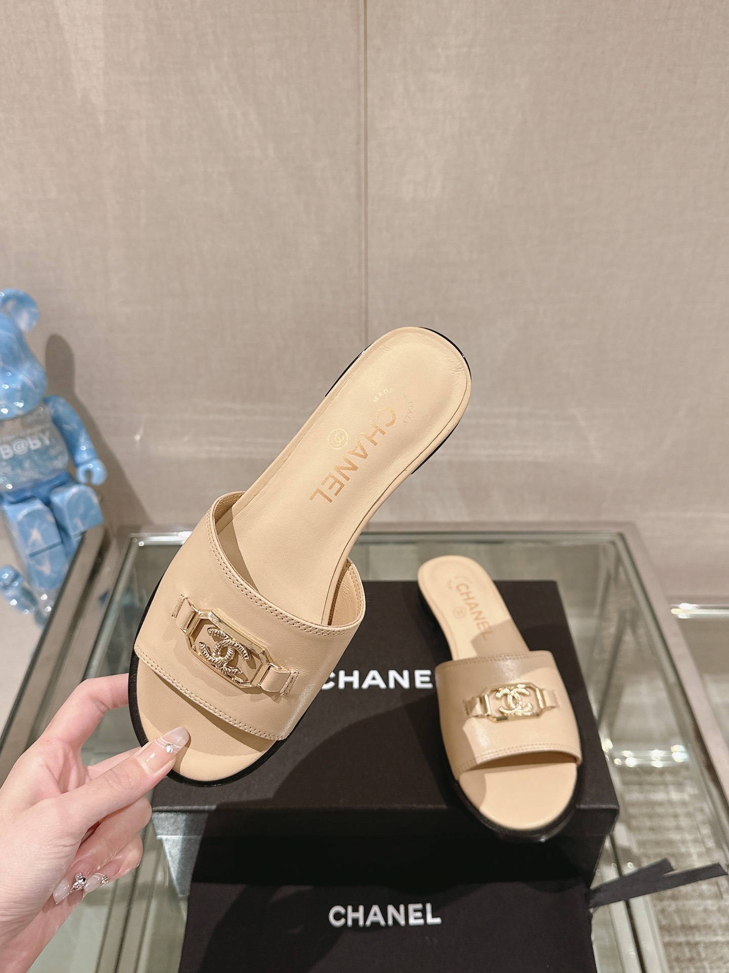 Chanel 24Ss春夏新款Chane*小香中古扣一字凉拖鞋