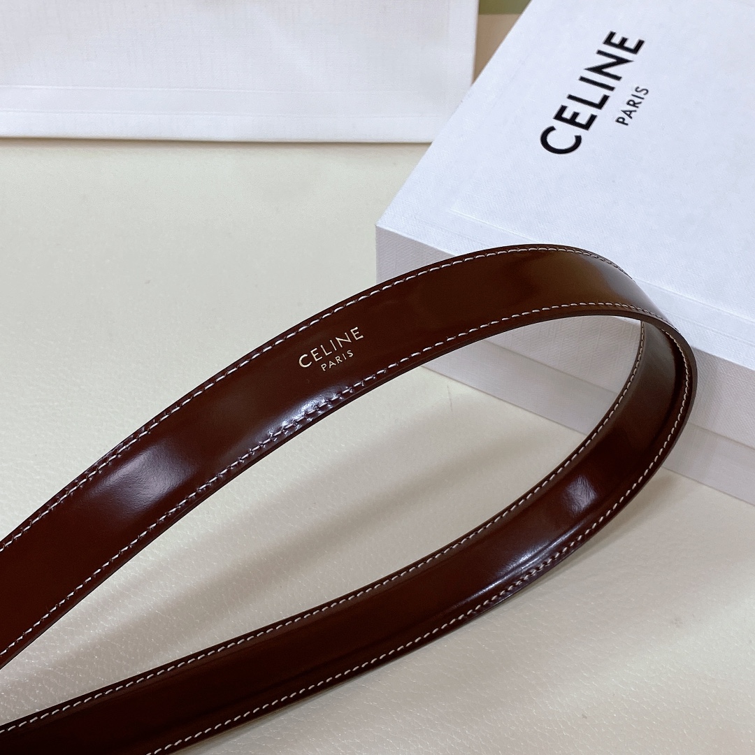 celine23中号TRIOMPHETAURILLON皮革腰带青铜色TAURILLON.中腰金色饰面金属