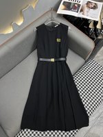 MiuMiu Clothing Dresses Black Embroidery Summer Collection Fashion