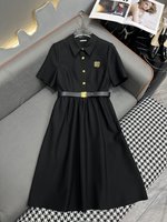 MiuMiu Clothing Dresses Black Embroidery Summer Collection Fashion