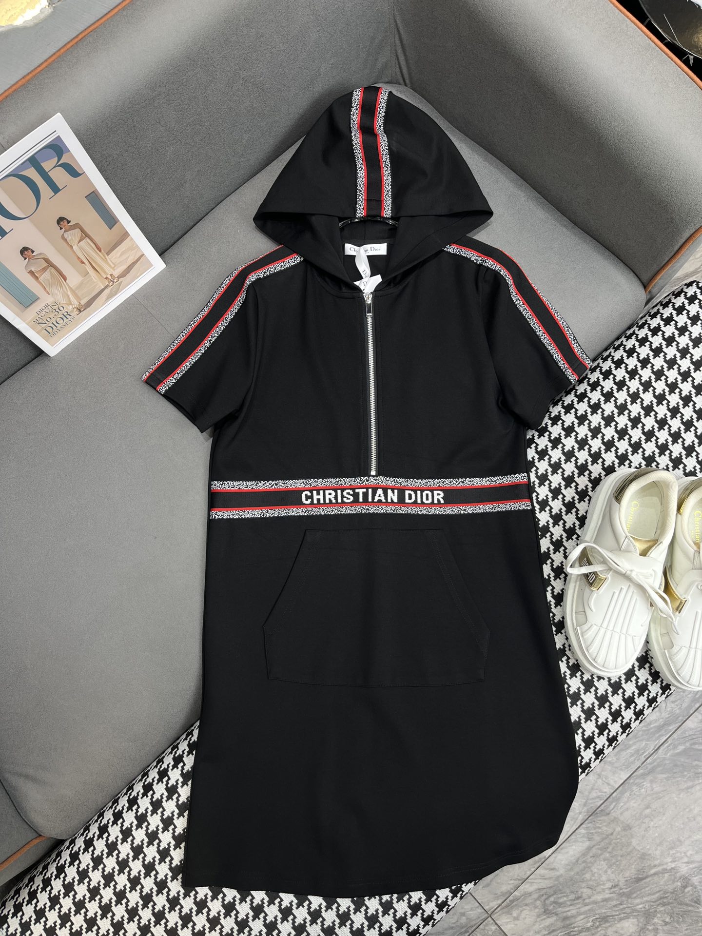 Dior Clothing Dresses Splicing Spring/Summer Collection Hooded Top