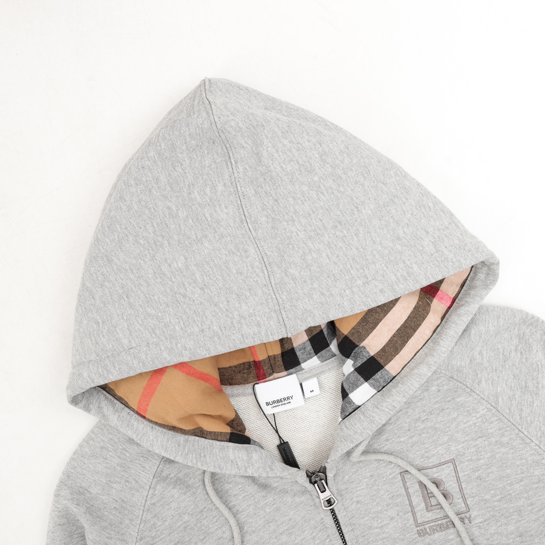 Burberry/巴宝莉 B标格帽拉链连帽卫衣