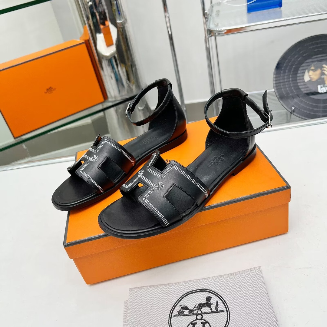 Hermes Sapatos Sandálias Couro de vaca Pele cabra carneiro Fashion