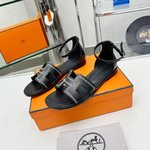 Hermes Sapatos Sandálias Couro de vaca Pele cabra carneiro Fashion