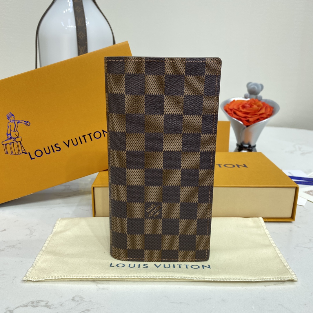 Louis Vuitton Best
 Wallet Black Grid Coffee Color Monogram Canvas Cowhide N62665